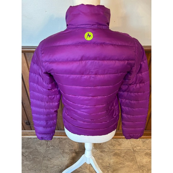 Marmot Womens 700 Fill Down Jena Jacket Purple Lime Green Lightweight Size XS - Picture 4 of 14